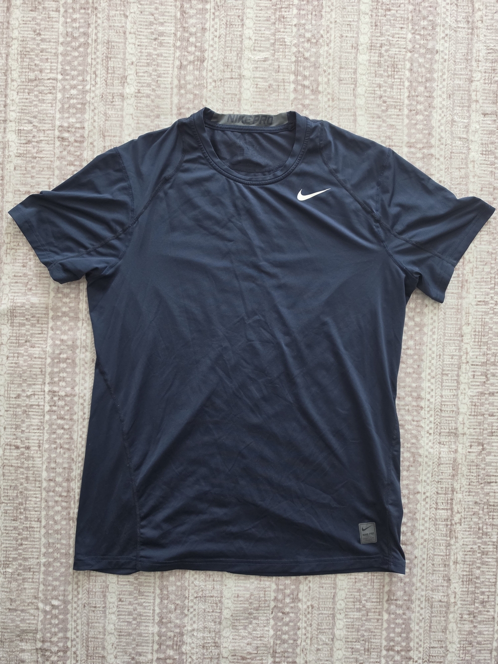 Nike Pro Navy Blue Activewear Dri-FIT Athletic Men's T-Shirt - Size Large